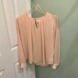 Sweet Wanderer blush colored puckered blouse